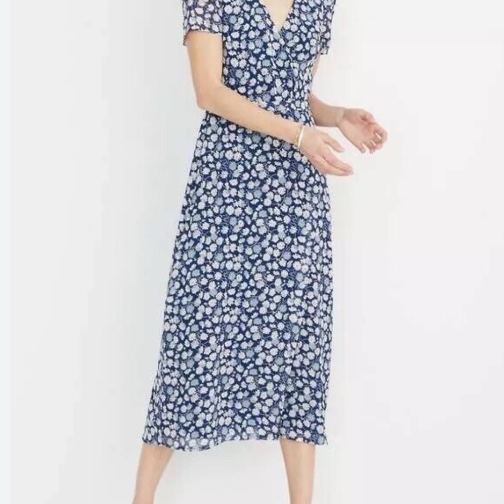 Madewell Navy Floral Midi Dress